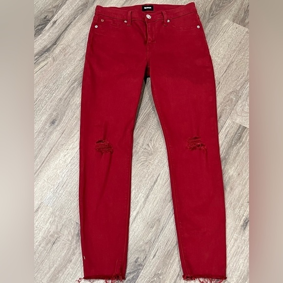 EUC Women’s US 29 HUDSON Red Distressed Cotton Stretch Staple Jeans Denim Pants - Picture 2 of 14